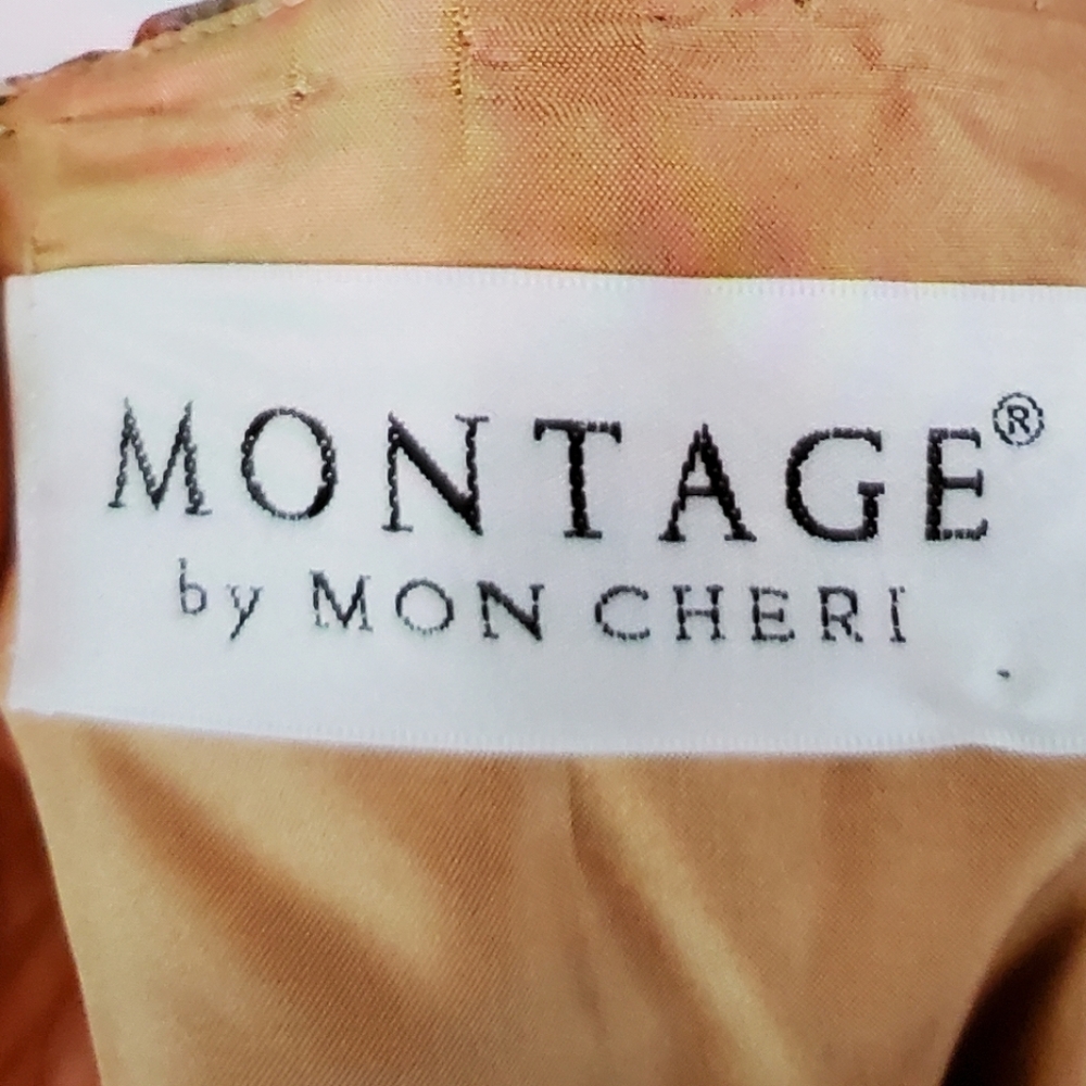 MONTAGE by Mon Cheri Satin Strapless Beaded Evening Gown sz 2 & matching jacket - Picture 5 of 6